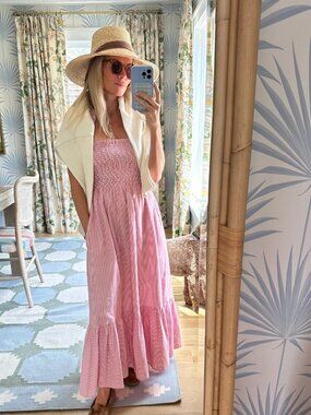 NWT Marea by Liz Joy Sasco Dress in Red Seersucker Size Medium - Sold OUT